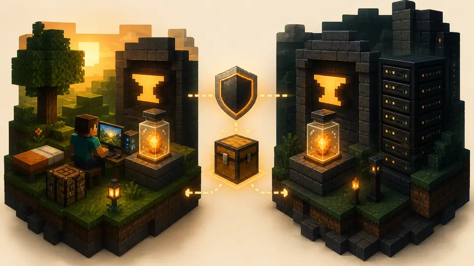 Concept illustration of matching Minecraft, Forge and Verity versions before multiplayer