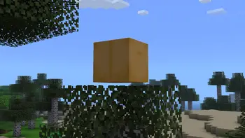 Verity companion inside the animated box in Minecraft