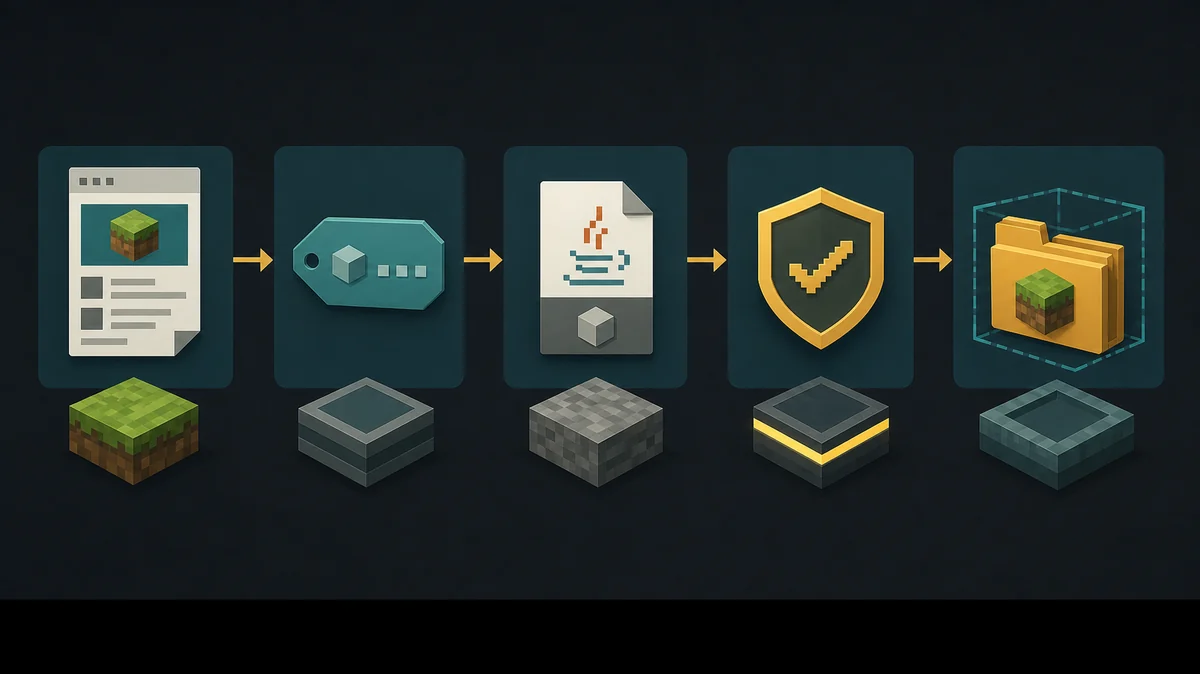 Diagrama editorial para verificar página, versión, archivo JAR, seguridad y perfil aislado